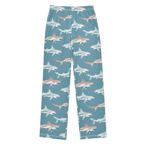 Striped Shark Pajamas Bottoms with Pockets Comfy Pjs Sleepwear Elastic Waistband Pajamas Pants Lounge Pants for 6-14 Years