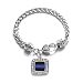 Inspired Silver Police Blue Line Law Enforcement Support Classic Silver Plated Square Crystal Charm Bracelet