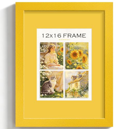 Picrit 12x16 Mustard Yellow Frame, Yellow 8.5x11 Mat, Tempered Glass