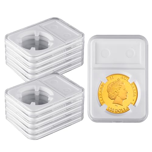 10 exhibidores acrílicos transparentes para monedas de 38mm miniatura 1