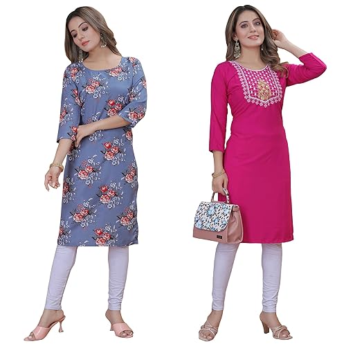 Image of Women's Multicolor Exclusive Crepe Kurta||Pack of 2 Kurta||Kurta for Women