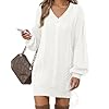 VAFOLY Fall Dresses for Women 2025 Wedding Guest:Maternity Christmas V Neck Midi Dress Womens Long Sleeve Cable Knit Sweaters Country Music Concert Outfit Winter Long Sleeve Sweater Dress Pure White L