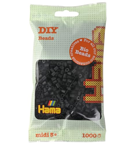 HAMA - sachet de perles à repasser bio midi | env. 1000 perles | loisirs créatifs et mosaïques pour enfants dès 5 ans | jeu créatif durable et décoration artisanale | Black