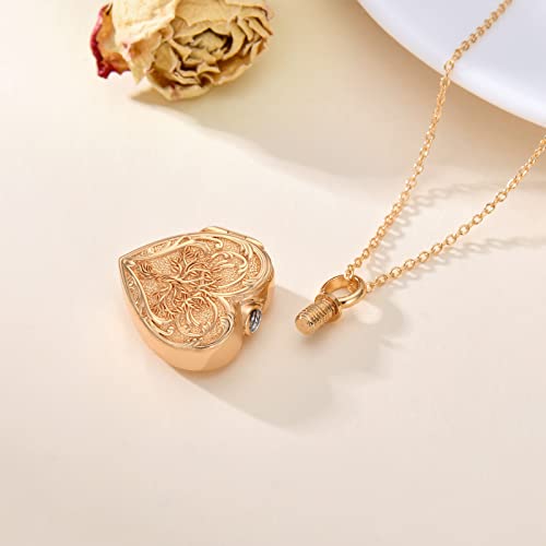 SOULMEET Rose Gold Filled Tree of Life Cremation Jewelry for Ashes Heart Branches Tree Urn Necklace that Holds Human Dog Cat Ashes - Image 3