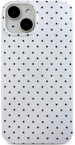 Qokey for iPhone 14 Plus & iPhone 15 Plus Case Trendy Polka Dots - White