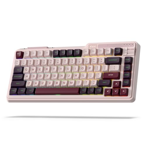 KZZI K75 Lite Wireless Mechanical Keyboard, 75% Gasket Mount RGB Gaming Keyboard w/ 3-Mode Knob BT 5.0/2.4G/USB-C Wired, Hot Swappable, 5-Layer Padding & Creamy Linear Switches, Compact 82 Keys
