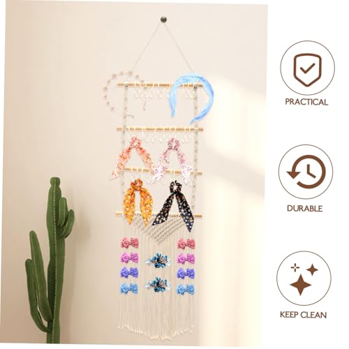 Support mural macramé avec crochets S offrant un rangement suspendu pour serre-têtes - 8