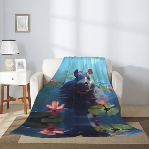Couverture hippopotame 203x152 cm jeté de lit imprimé chaud