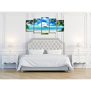 Pyradecor Modern 5 Panels Blue Sea Beach Pictures Paintings on Canvas Wall Art Stretched Contemporary Landscape Ocean Canvas Prints Artwork for Bedroom Home Decorations Pyradecor Modern 5 Panels Blue Sea Beach Pictures Paintings on Canvas Wall Art Stretched Contemporary Landscape Ocean Canvas Prints Artwork for Bedroom Home Decorations