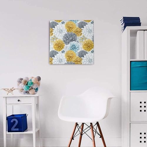 Cuadro de dalia amarilla de 30x30 cm para dar vida y color a tu dormitorio 4