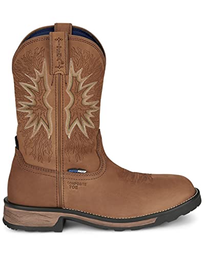 Tony Lama Men's Boom Saddle Cowhide Pull On Western Work Boot Composite Toe - Tw34132