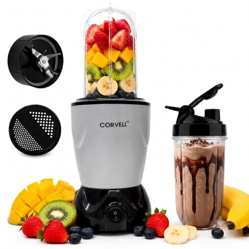 Image of Nutri Juicer Mixer Grinder 500W, Silver | 2 Jars & 1 Multi-Purpose Blade, Smoothie Maker for Juices, Shakes & Grinding, Stainless Steel Blade Jars, Powerful Motor