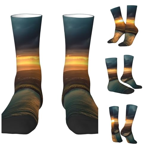 LZQPOEAS Sunrise Over Hawaii Athletic Socks Unisex Cushioned Crew Socks Hiking Running Calf Sock Soft Above Ankle Sock