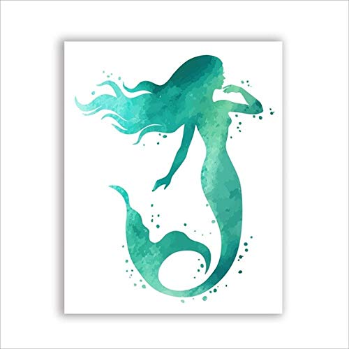 Mermaid Handgemalte Ölgemälde Home Decoration HD Print Leinwand Poster Bild Nordic Living Room Wall Art 60x80cm Rahmenlos