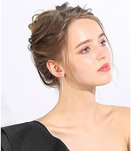 14K White Gold Plated Long Dangle Earrings, Hypoallergenic Minimalist Vertical Bar Drop Earrings, Lightweight Simple Geometric Jewelry for Women2