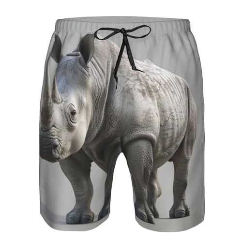 Animal Rhino Print Beach Shorts Swim Trunks Swimwear for Men Bathing Suit Men's Shorts with 3 Pockets4
