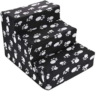 Youyijia Pet Stair Step Dog Stairs for Bed Sofa 3-Steps Dog Steps with Removable Washable Cover Non Slip Dog Ramp Pet Ladder for Dogs Cats (Black Claw)