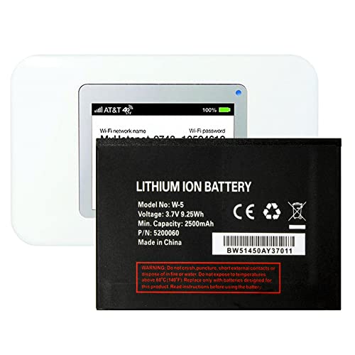 Replacement Battery W-5 for NetGear AT&T Unite Mobile Hotspot AirCard 770S 771S Battery 2500mAh