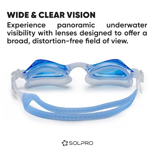 Image of Solpro Clear Wave Unisex Adult Swimming Goggles for Women,Men,Boys,Girls,Teenagers,Athletes,Swimmers For Training,Competition in Swimming Pool,Beach,Water Sport, Park & Activties