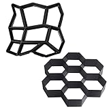2 Packs Concrete Slab Moulds Walk Path Maker Mold Pavement Irregular Driveway Brick Patio Concrete Slab Path Walk Maker Frame DIY Driveway Garden Pavement Mould (Black 35 * 35cm*1+30 * 30cm*1)