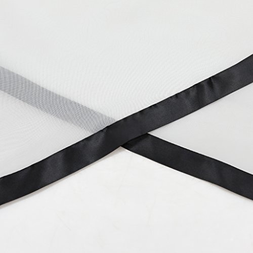 ESLIR Panel curtain with ruffle tape curtains kitchen bistro curtains transparent curtains with satin ribbon voile black H x W 145 x 300 cm 1 piece - Image 3