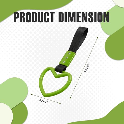 Image of 2PCS Heart Shaped Car Handle Straps, Rear Bumper Warning Keychain Ring for Car Exterior Accessories (Green)