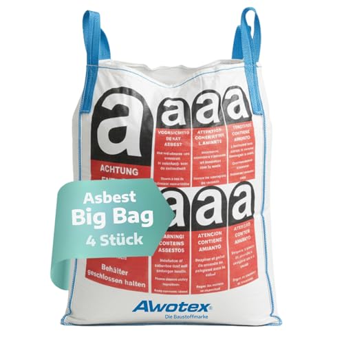 AWOTEX Big Bag 90x90x110 cm mit Beschichtetem Asbest-Sack 4 Stück für Asbestplatten geschlossener Boden Schürze SWL 1000 kg