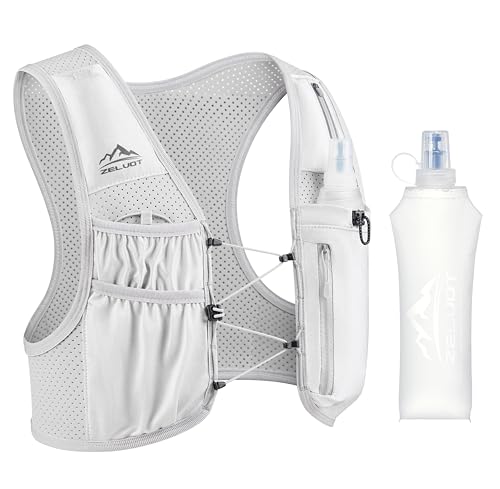 Image of Zelvot Running Vest for Women Men, US Patent, Adjustable Chest Straps Running Hydration Vest with 500ml Soft Flask, Lightweight Reflective Hydration Backpack for Marathon