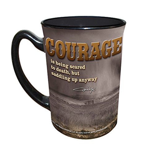 Taza de cerámica negra 16 oz John Wayne Courage Storm miniatura 2