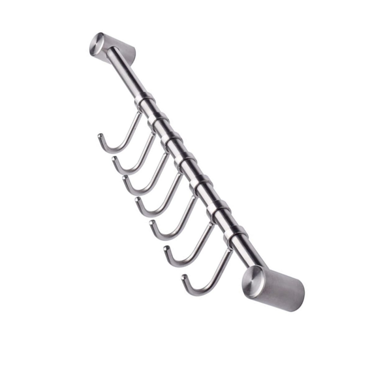 Perchero de pared de acero inoxidable con 7 ganchos para colgar ropa