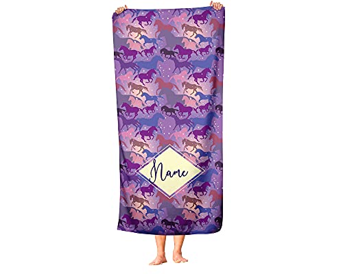 Personalized Galaxy Horse Polycotton Towel For Kids - Custom Western Horses Theme Towels For The Beach Bath Bathroom Or Kitchen - Adults Kid Boys Girls (Bath Towel 60"X30") #TOP9