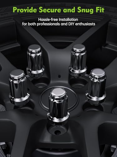Image of AUTOPTIM 1 /2-20 Spline Lug Nuts - 20 Pcs Chrome Closed End Nuts with Socket | Replacement for 1987-2018 Jeep Wrangler, 2002-2012 Jeep Liberty, 1993-2010 Grand Cherokee Aftermarket Wheel, 17mm Hex