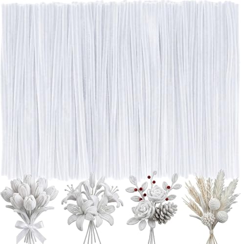 Craft Pipe Cleaners Chenille Stems 100 Pieces Bulk Set for DIY Arts Crafts Decorations Wedding Centerpieces Floral Arrangements Gift Wrapping Supplies - Soft Bendable (100 White)