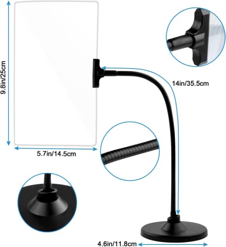 4X Magnifying Glass With Stand, 10"X6" Flexible Gooseneck Magnifying, Large Page Magnifier For Reading Small Prints & Low Vision Seniors With Aging Eyes #TOP2