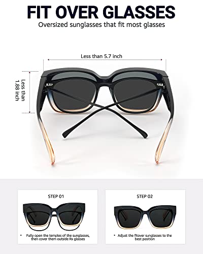 IGnaef Oversized Fit Over Sunglasses for Women Men, Trendy Polarized Sunglasses for Driving with UV400 Protection IF75112