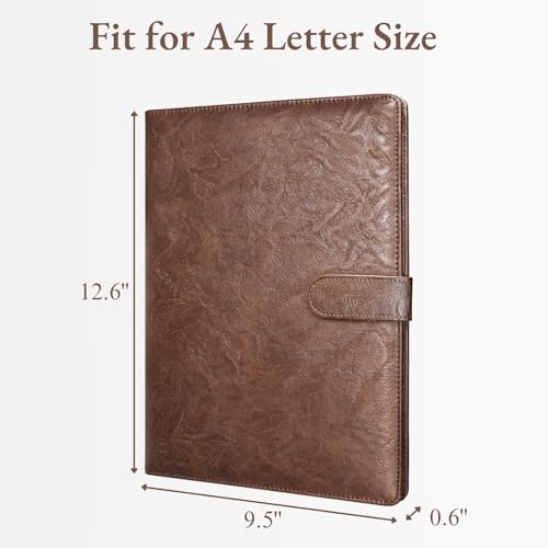 Image of Mymazn Padfolio, Portfolio Folder, Legal Pad Holder, Resume Folder | Faux Leather Binder with Document Organizer, Business Card Holder, Letter-Size Notepad for Interview, Men & Women