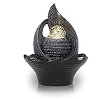 Lieferumfang: Tischbrunnen, Pumpe, LED Beleuchtung, Netzteil, Dekosteine. Maße: Ø: 19,5cm, H: 24,5 cm, Stellfläche-Ø: 10,8cm, Gewicht 1,12 kg