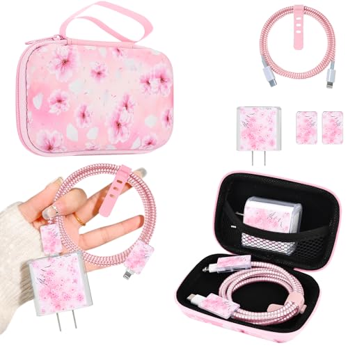 Protector de cable de flor de cerezo y organizador de cables para auriculares