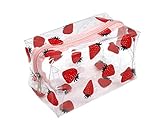 ZMZZ Cute makeup bag, transparent portable makeup bag, waterproof toiletries storage bag, large capacity pen bag (strawberry)