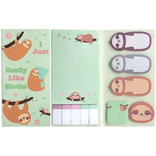 KQDRAVINE 550 Stück Faultier Selbstklebende Notizzettel Sticky Notes Klebezettel Lustig Haftnotizen Lustig Faultiere Haftnotizen Kinder als Faultier Geschenk für Schulklasse Faultiere Liebhaber Büro