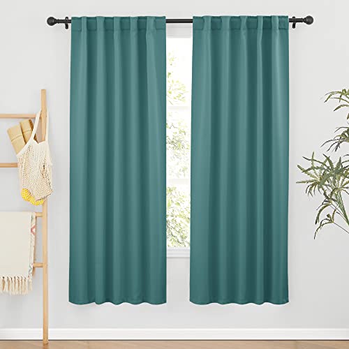 Image of RYB HOME Window Treatment Panels for Bedroom, Blackout Drapes for School Dorm Office Baby Nursery Sun Room Garage, Sunlight Block for Energy Saving, Width 42-inch x Length 72 inch, Teal, 2 Pieces
