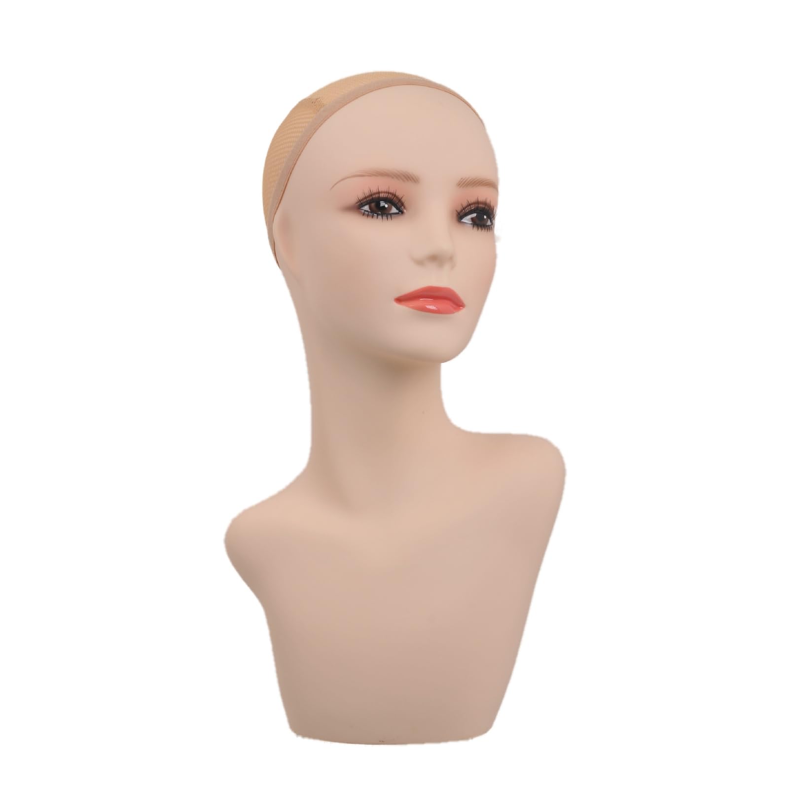 Testa per Parrucca Manichino da Esposizione con Testa Collo E Materiale PVC Opaco Cappellino in Tessuto per Messa Parrucche E Mostra Gioielli Adatta per Salone Vetrina , 40cm