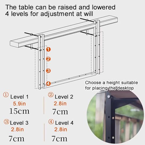Table de bar pliante pour balcon avec plateau réglable 80 cm - 5