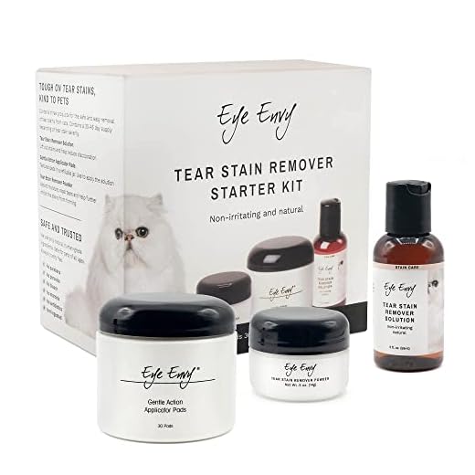 Eye Envy Cat Tear Stain Remover Starter Kit | Tear Stain Essentials in one kit at a 2-Step System | Lasts 30-45 Days | Solution 2 fl.oz, Applicator Pads 30 Count and Powder 0.5oz