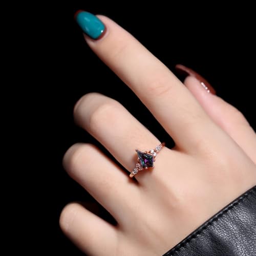 Alexandrite Engagement Rings for Women Wedding Ring Promise Rings for Her Rose Gold Mood Birthstone Rings Christmas Anniversary Birthday Valentine's Day Gift (Alexandrite-02, 10)2