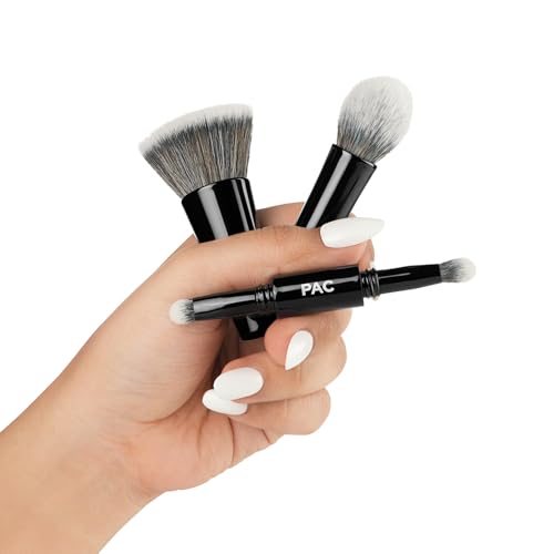 Image of PAC All in One Makeup Brush | One foundation brush, one powder brush, and two eyeshadow brushes | Compact Portable Brush Kit