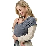 Momcozy Baby Tragetuch Neugeborene – Einfach anzulegender Ring Sling Tragetuch, Atmungsaktives Tragetuch für Hände frei – Verstellbare Babytrage von 3,6 kg bis 15 kg (Schwarz-Grau)