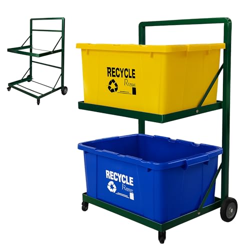 VERSSURE 2-Tier Recycling Cart with Wheels (Green)