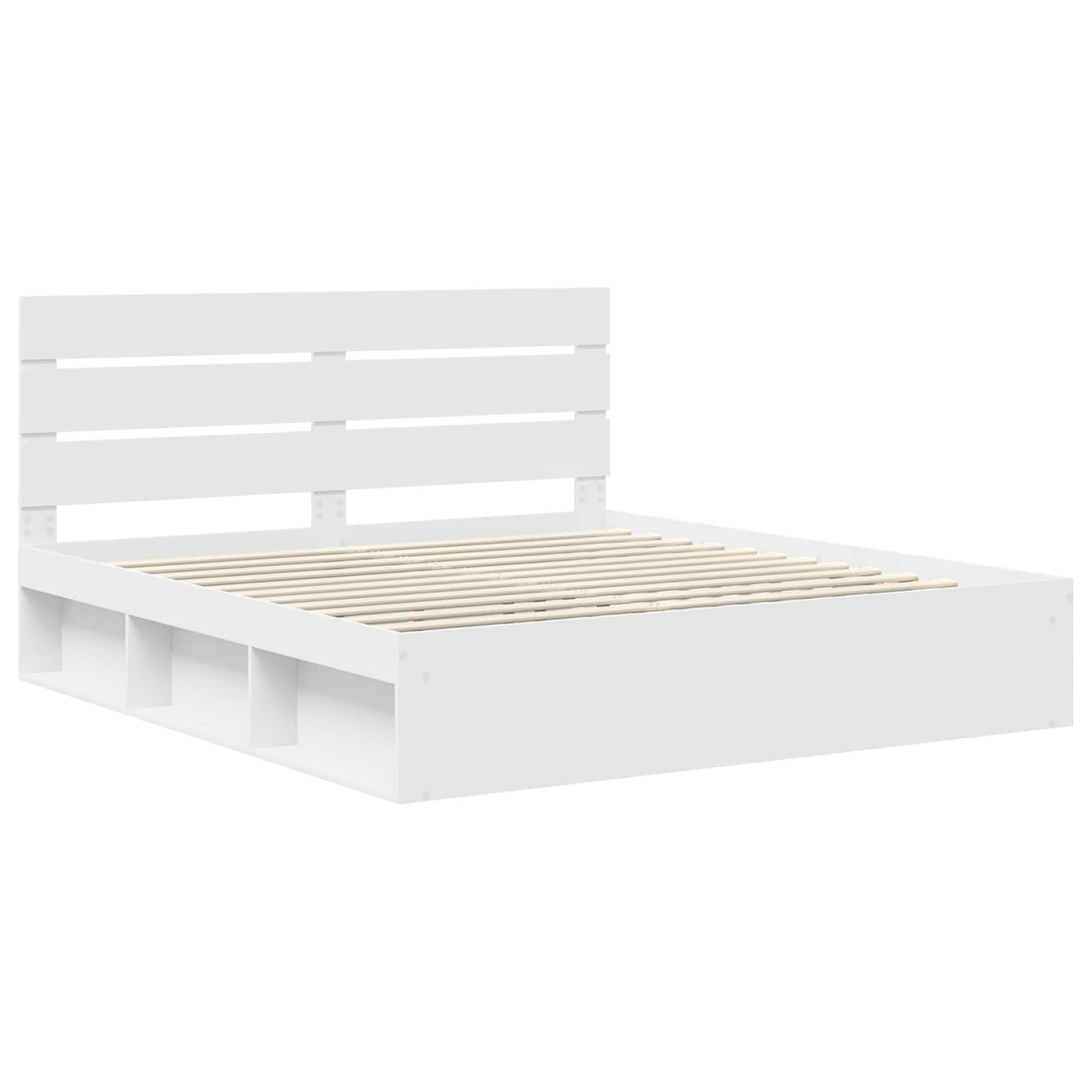 Bettgestell mit Kopfteil Weiß 180x200 cm Massives Kiefernholz Bettrahmen mit Lattenrost