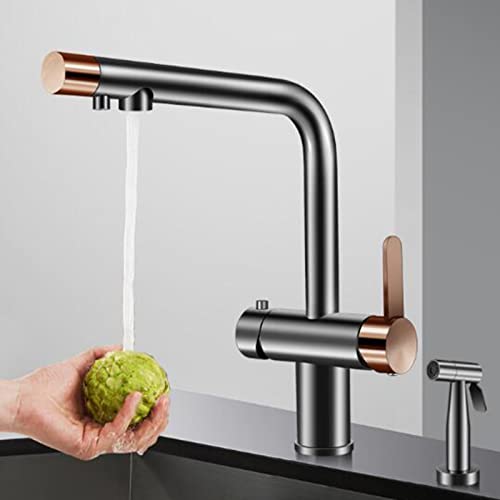 Robinet de Cuisine avec Pistolet Extensible et Commande Intégrée pour Eau Filtrée